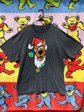 Scooby-Doo Santa Hat Christmas Graphic T-Shirt Scooby-Doo Size 2XL Gray
